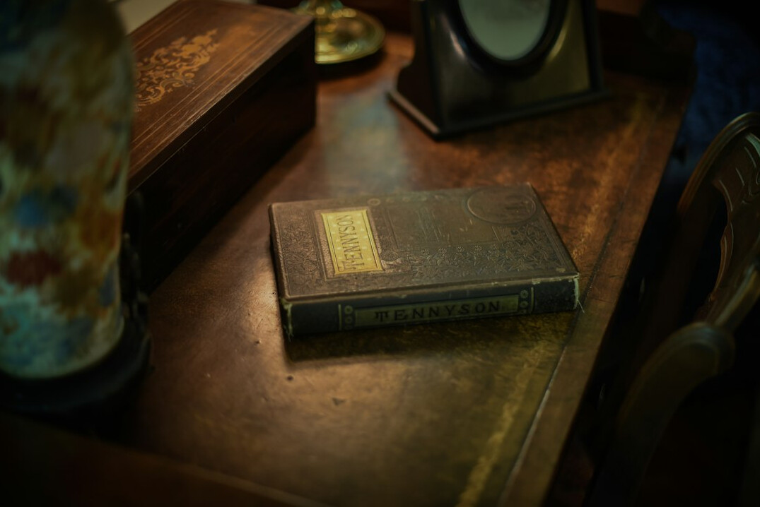 Vintage book with a bookmark on a table